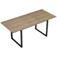 AUSZIEHBARER-ESSTISCH MDF Stahl Naturholz - Schwarz/Naturfarben, Holzwerkstoff/Metall (180/80/75cm) - HOMCOM