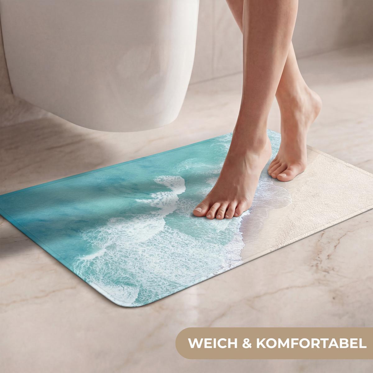 WC-VORLEGER Strand - Meer - Natur - Sommer Toilettenvorleger 60x40 cm - Türkis, Textil (60/1cm) - OnlyWow