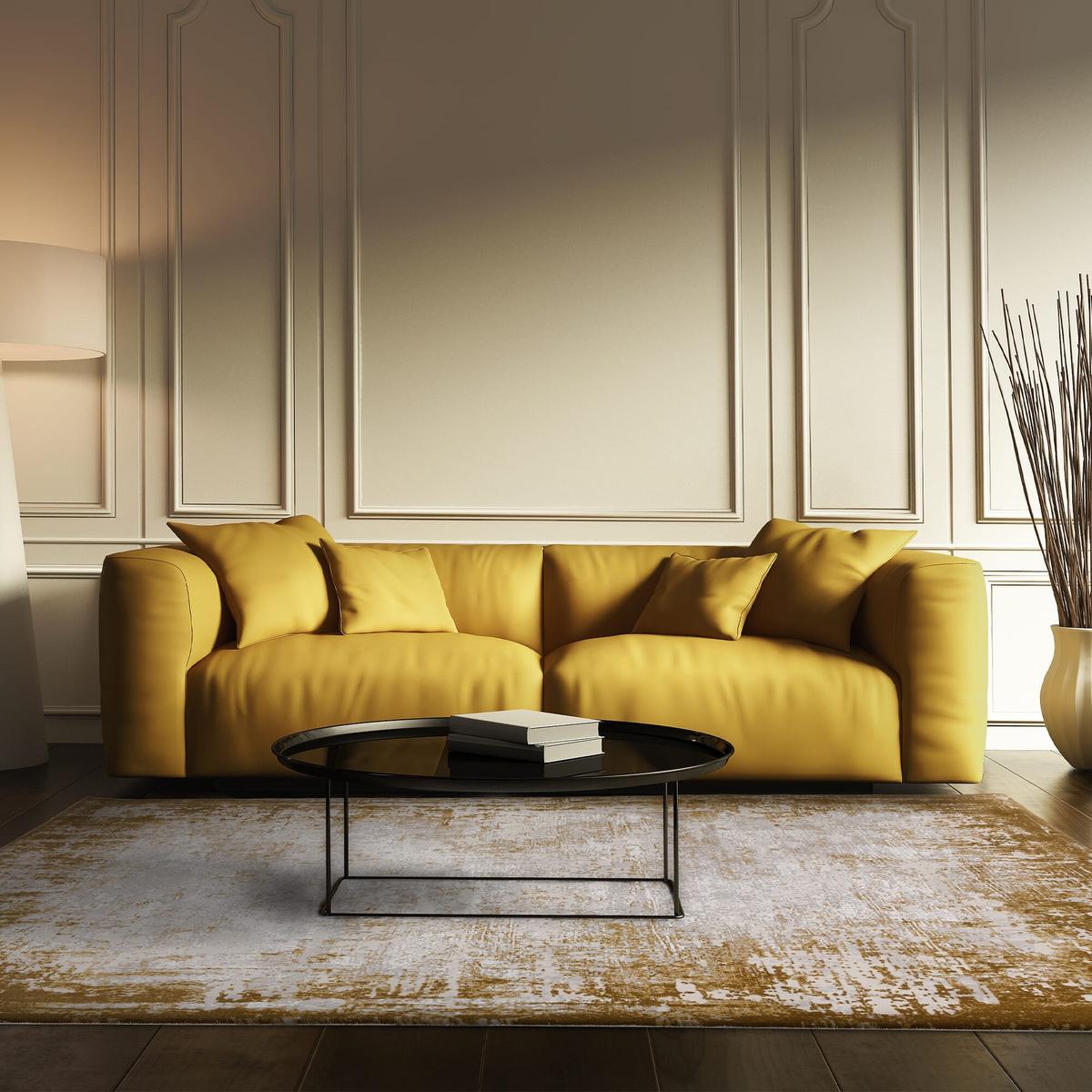 TEPPICH TIBER-Rieti, abstrakt, Senfgelb, 120 x 170 cm - Gelb, Textil (170/120cm) - KADIMA DESIGN
