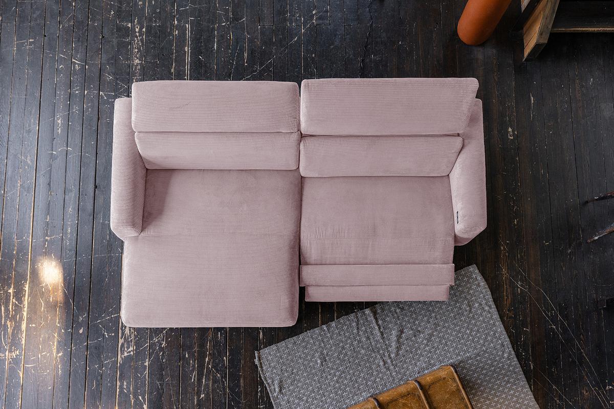ECKSOFA LAISKA Pink Cord Relaxfunktion - Schwarz/Rosa, Textil/Metall (282/177cm) - KAWOLA