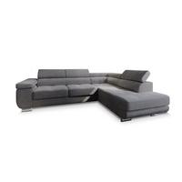 ECKSOFA APIRO R-S Graphitfarben Kordstoff mit Schlaffunktion - Silberfarben/Graphitfarben, Holz/Textil (276/202cm) - MASSENO