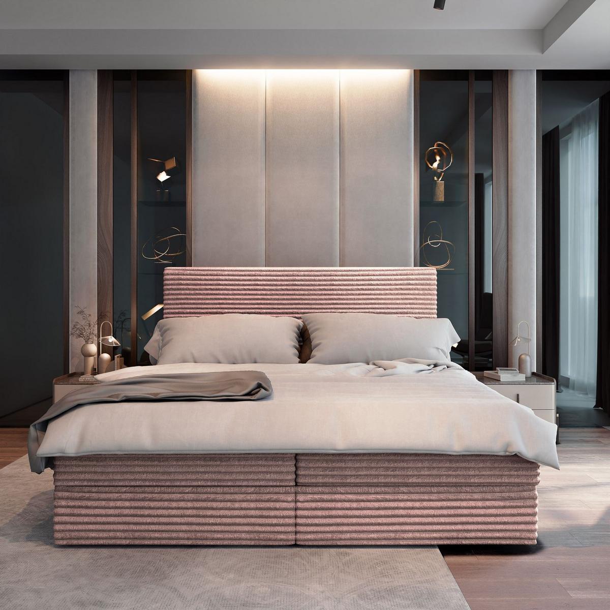 BOXBETT PISA 140x200 cm mit Matratze und Topper - Rosa - Rosa, Holz (140/200cm) - MASSENO