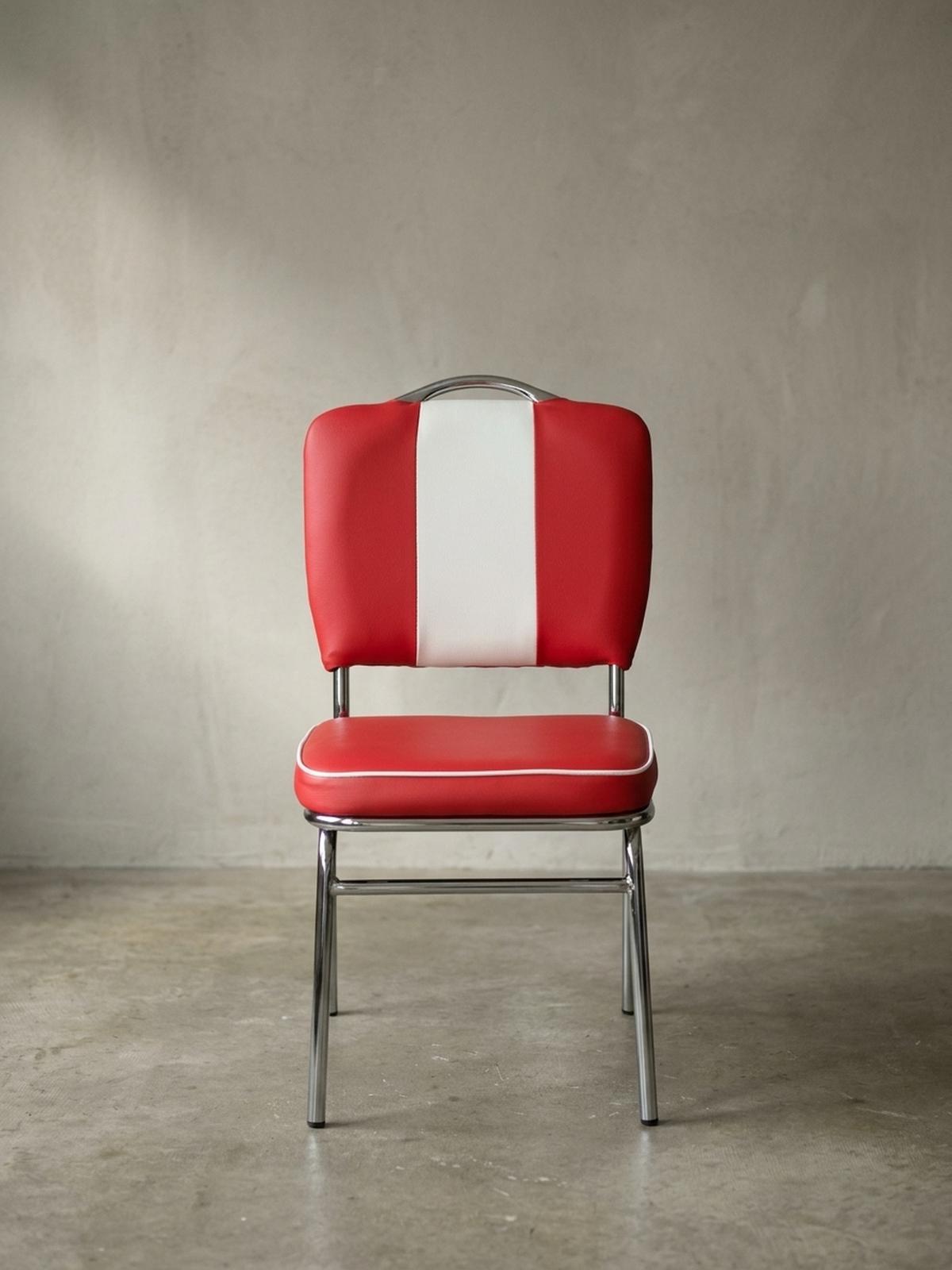 ESSZIMMERSTUHL Kunstleder mit Metallgestell Retro 50-er Jahre gepolstert, Rot 47x45x90 cm - Rot/Silberfarben, Kunststoff/Textil (47/90/45cm) - KADIMA DESIGN
