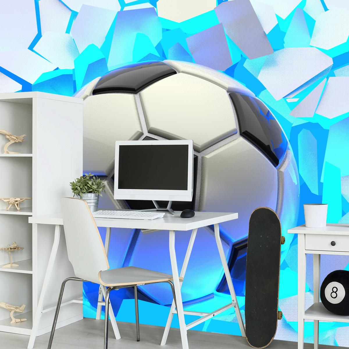 FOTOTAPETE Fußball Abstraktion 3D Effekt 300x210 - Schwarz/Weiß, Papier (300/210cm) - Muralo