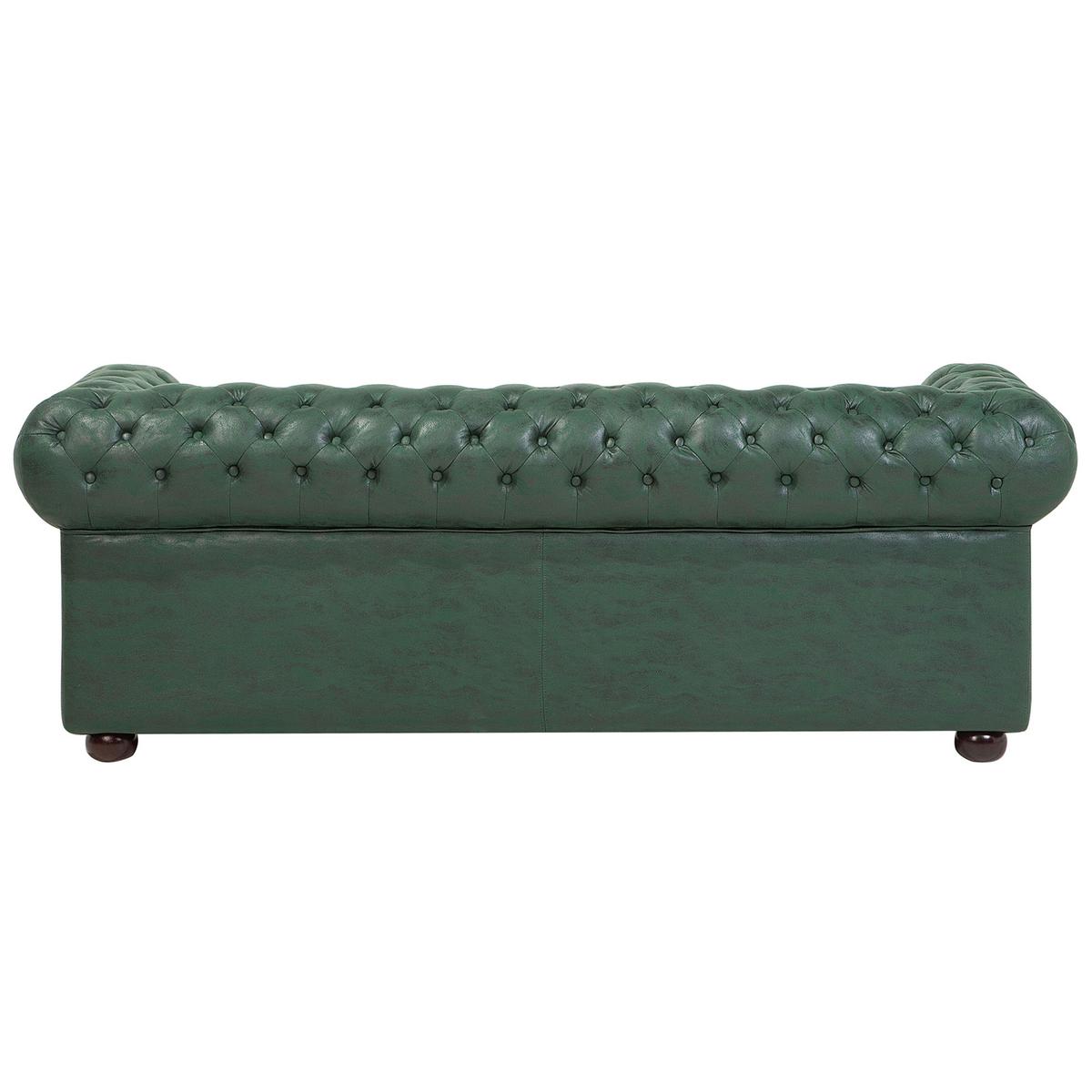 3-SITZER-SOFA Kunstleder Grün Chesterfield - Grün, Textil (195/70/76cm) - Beliani