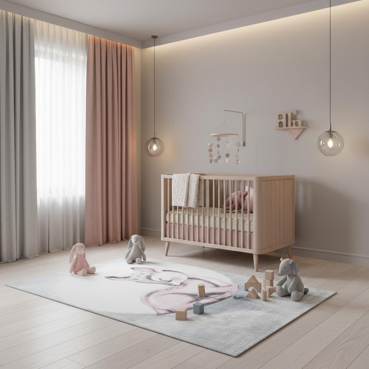 SPIELTEPPICH COGNE in Rosa, mit Reh-Motiv, 200 x 290 cm - Rosa, Textil (290/200cm) - KADIMA DESIGN