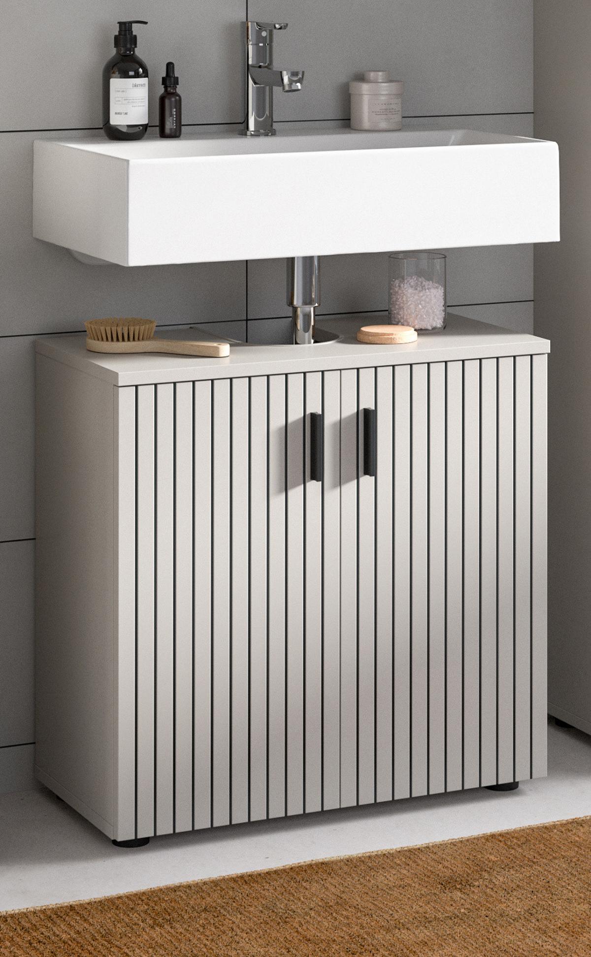 WASCHBECKENUNTERSCHRANK kaschmir 60 cm, Badezimmer Unterschrank 2-türig - Kaschmir/Schwarz, Holzwerkstoff/Kunststoff (60/59/30cm) - Inn.Furn