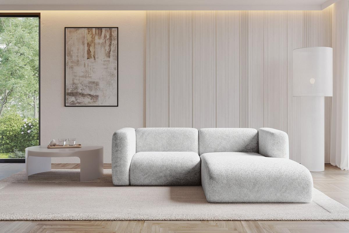 ECKSOFA Ottomane Rechts MIRA-L1 227x179x89 Grau Velours - Schwarz/Grau, Holzwerkstoff/Kunststoff (227/179cm) - ALTDECOR