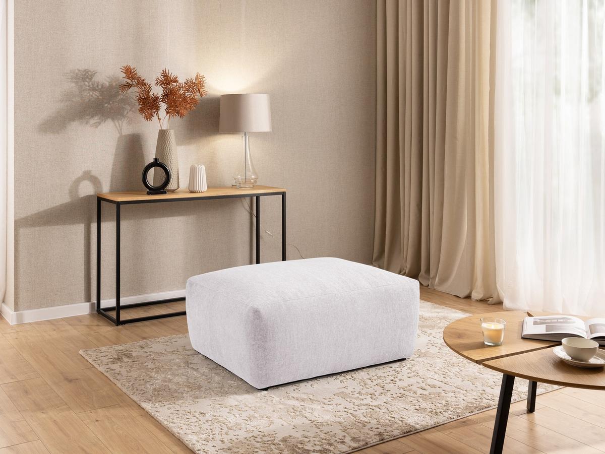 HOCKER Lennon aus Creme Strukturstoff mit vielseitiger Nutzung - Creme/Schwarz, Holz/Kunststoff (102/42/76cm) - S-Style