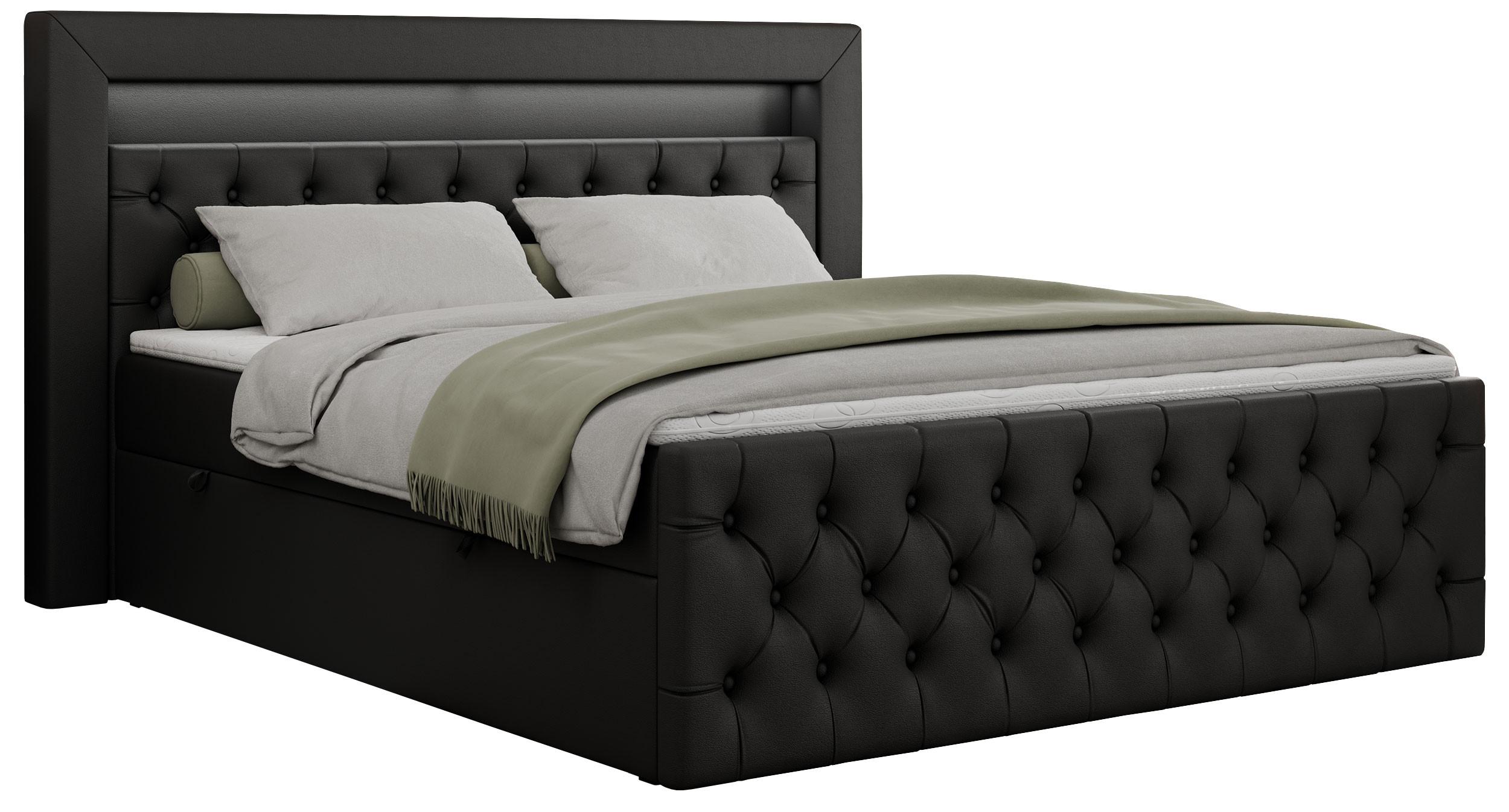 BOXBETT GOLD-9 LED 200/200 Schwarz Kunstleder - H4 - Schwarz, Holz/Textil (200/200cm) - MKS