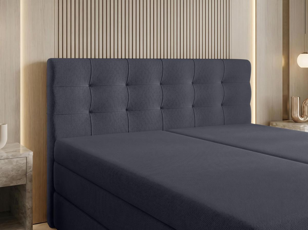 BOXSPRINGBETT FINIKE 140x200 cm mit Bettkasten und 2 Matratzen - Grau + TOPPER - Schwarz/Grau, Holz/Holzwerkstoff (140/200cm) - AX Living