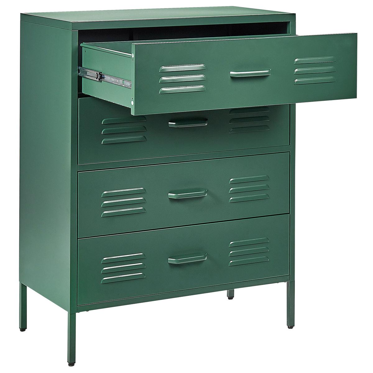 KOMMODE 4 Schubladen Dunkelgrün Enago - Grün, Metall (80/102/40cm) - Beliani