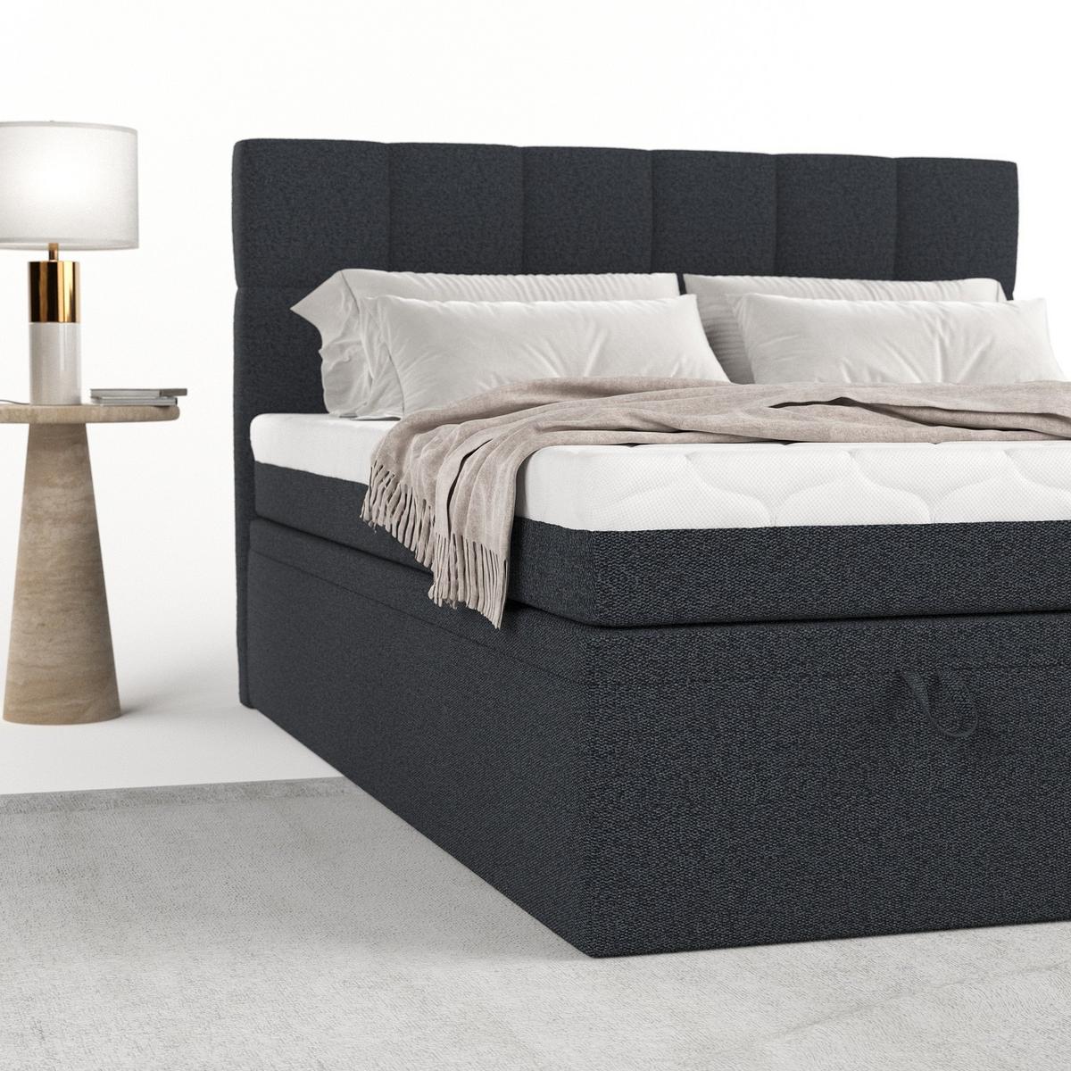 BOXBETT Elano 160/200 cm Anthrazit im Riva Stoff - Anthrazit/Schwarz, Holz/Holzwerkstoff (160/200cm) - AltaBeds