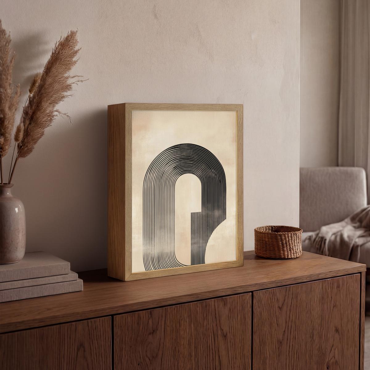 WANDLEUCHTE MIT AKKU Schleife - Streifen - Minimalistisch - Schwarz 30x40 cm - Beige, Holzwerkstoff (30/40/8cm) - OnlyWow