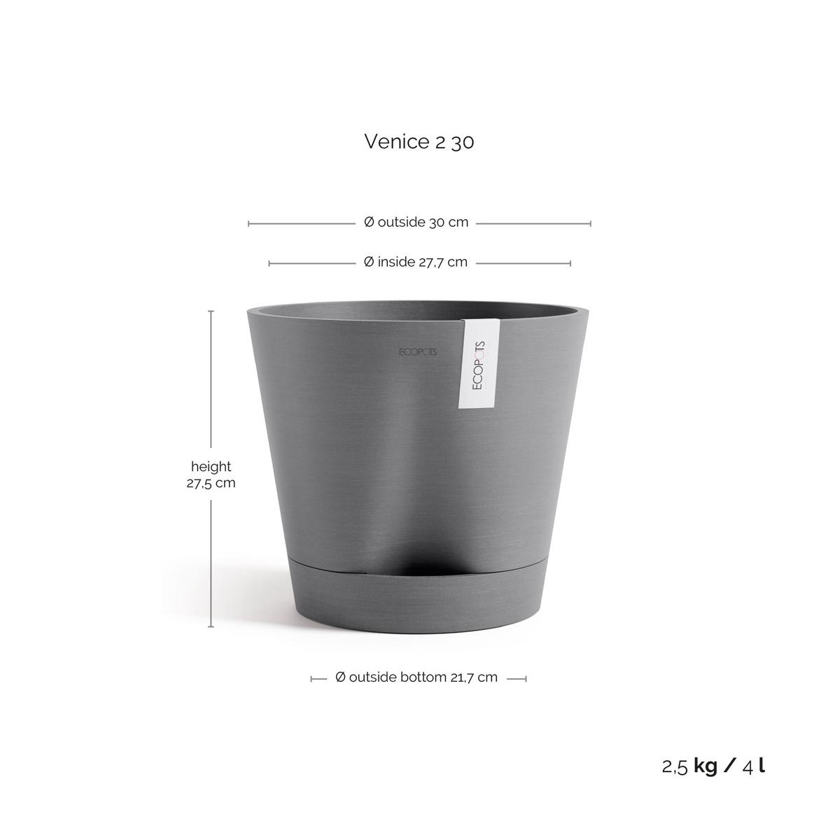 BLUMENTOPF Venice 30/27,5 cm Grau - Grau, Kunststoff (30/27.5cm) - Ecopots