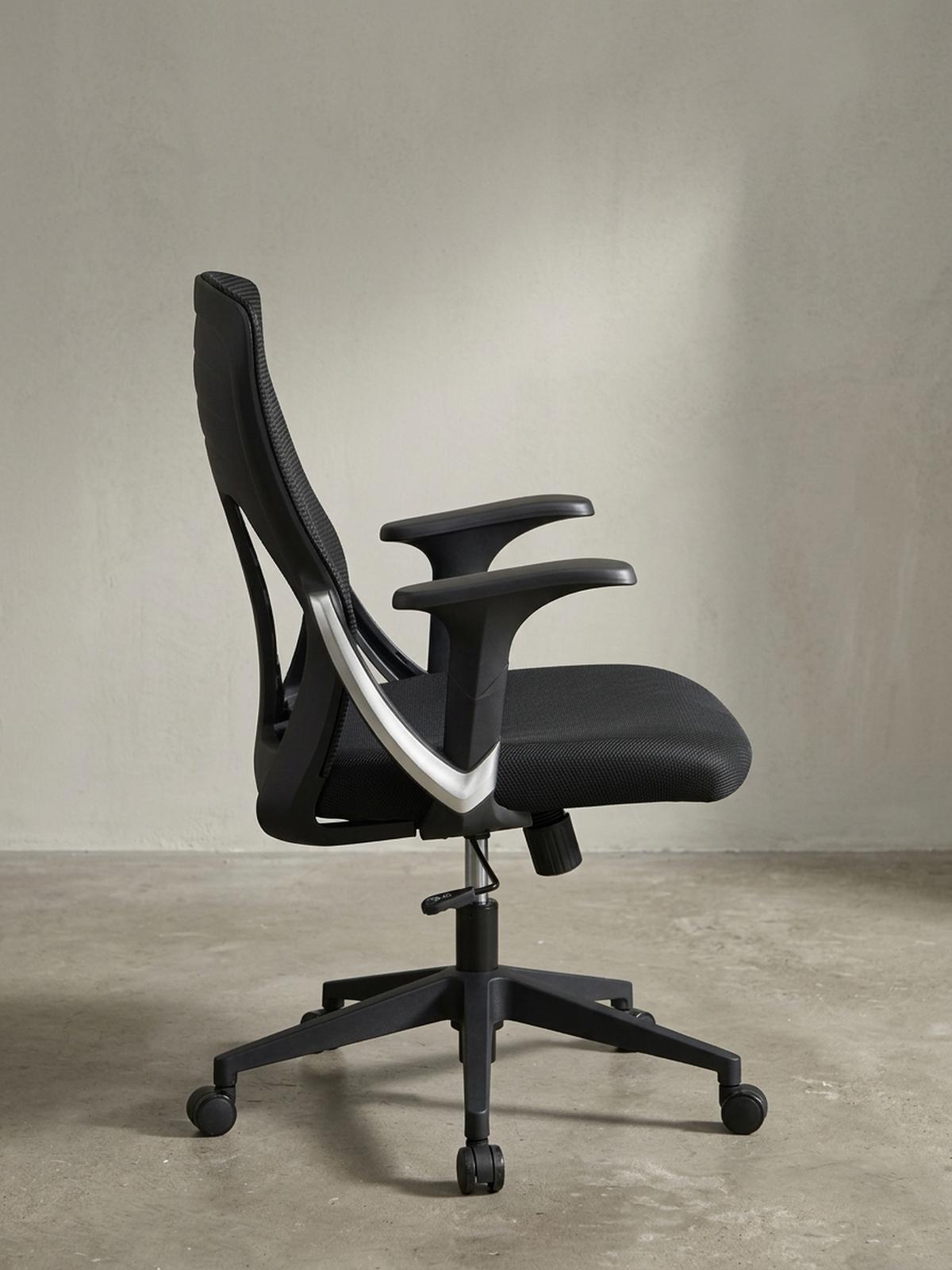BÜRODREHSTUHL Schwarz Mesh mit Wippmechanik, 4-fach Lordosenstütze und Höhenverstellung ATLAS - Schwarz, Kunststoff/Textil (65/104/65cm) - KADIMA DESIGN