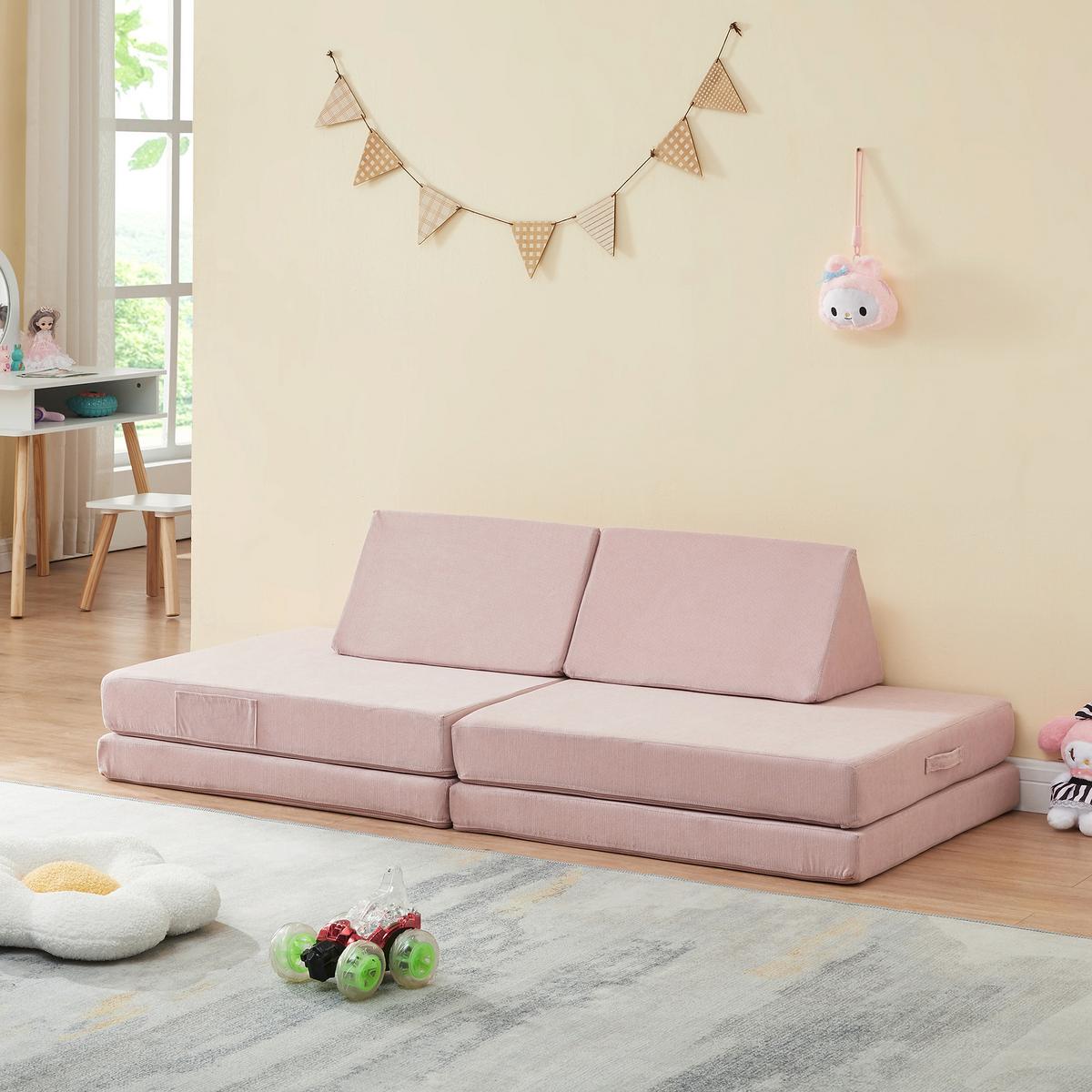 SPIELSOFA Norhulta - Pink, Textil (150/46/66cm) - [en.casa]