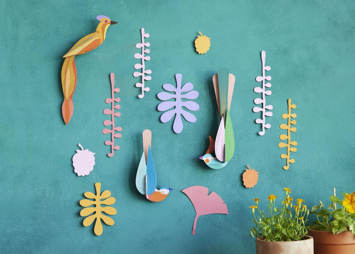 WANDDEKO Tropenvögel-Set 5/31.7 cm - Multicolor, Wellpappe (5/31.7/15cm) - Studio Roof