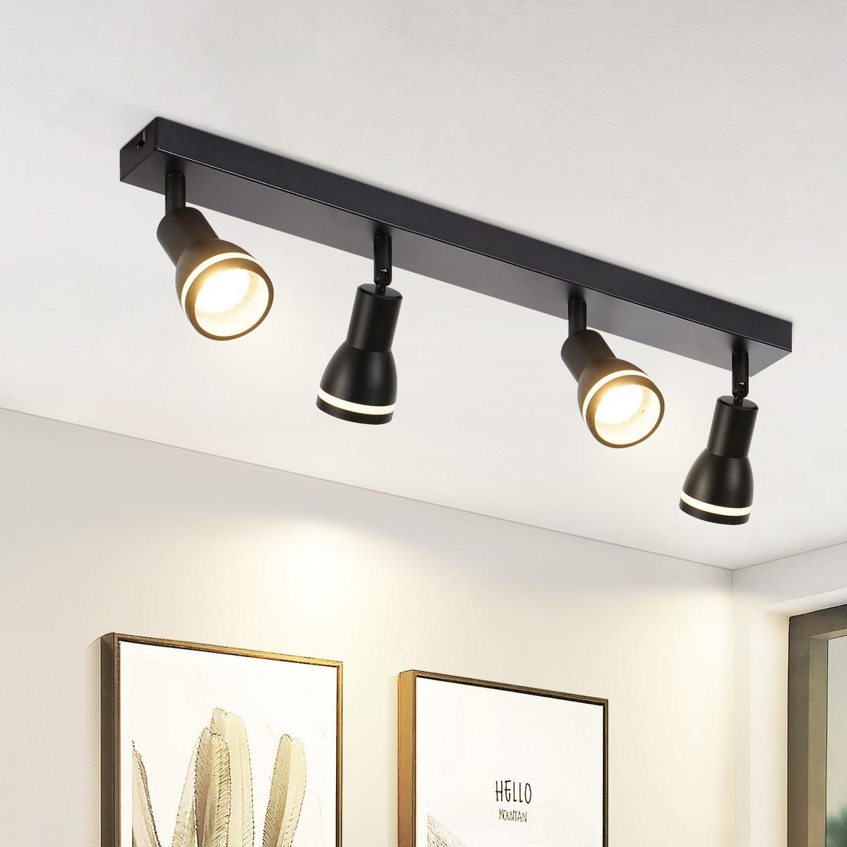 DECKENSTRAHLER Kissingen 4-flammig 55/5/15.7 cm - Schwarz, Metall (55/5/15.7cm) - Nettlife