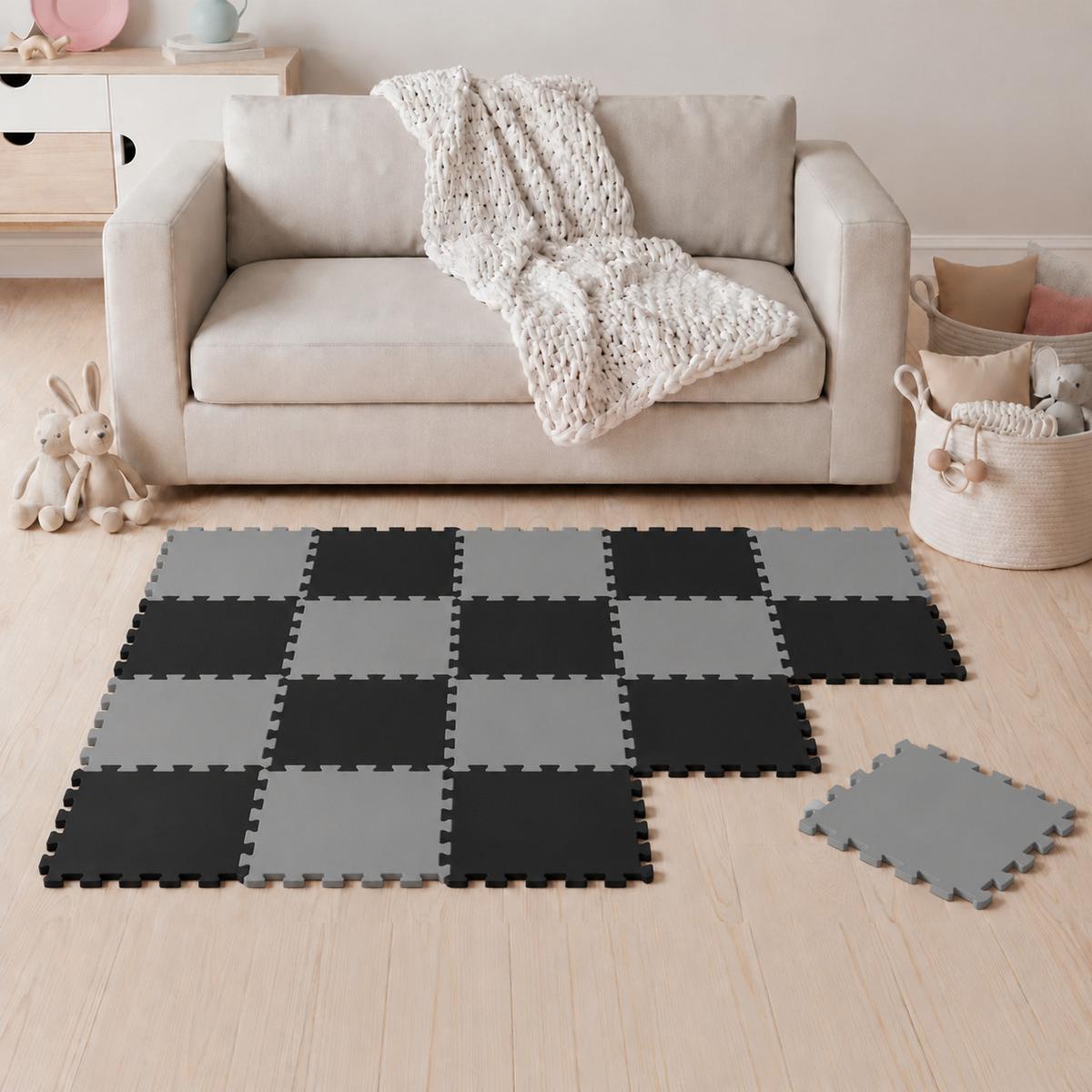 SPIELMATTE ab Null - 180/90 cm Puzzlematte Schwarz - Multicolor, Kunststoff (30/30cm) - Littletom