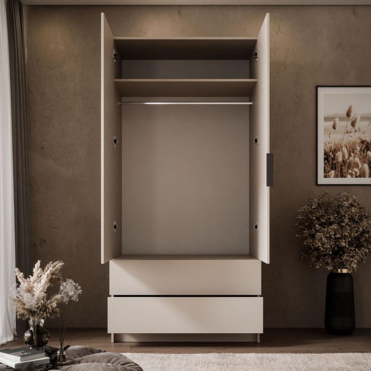 KLEIDERSCHRANK AUREL KASCHMIR 2D2S mit Schubladen - Kaschmir, Holzwerkstoff (100/210/57cm) - Lookway