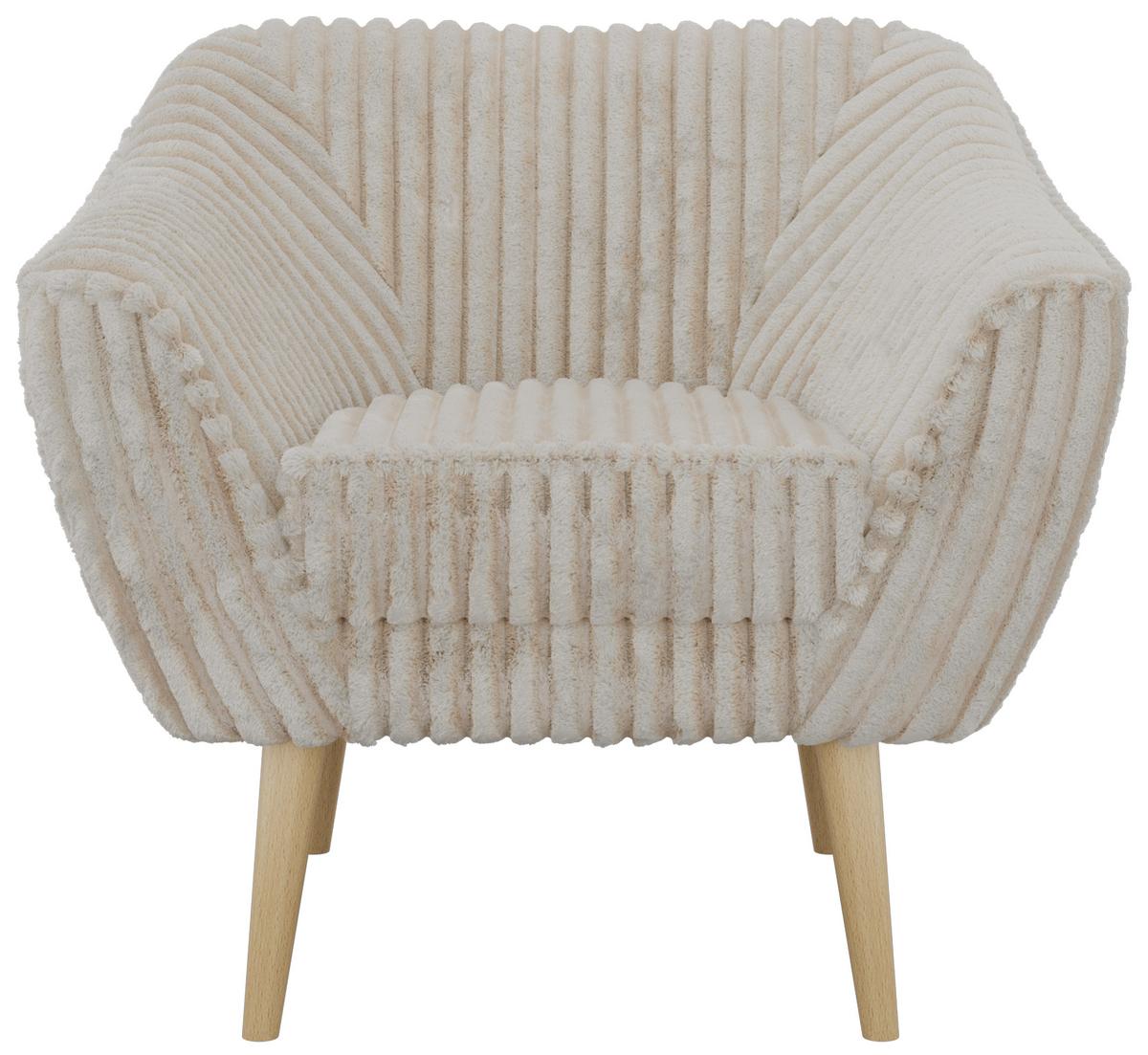 SESSEL PIRS - Beige Cord - Holzbeine - Beige/Buchefarben, Holzwerkstoff/Textil (80/75/74cm) - MKS