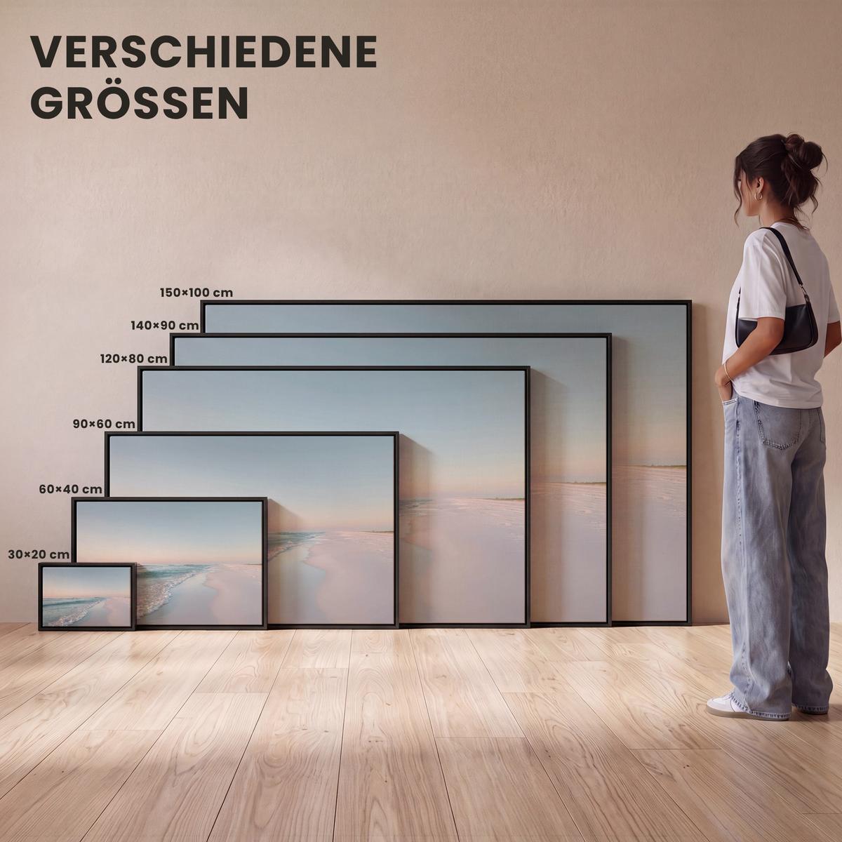 LEINWAND Bilder mit Rahmen - Küstenlinie - Pastell - Wasser - 60x40 - Pastellblau, Textil (60/40cm) - MuchoWow