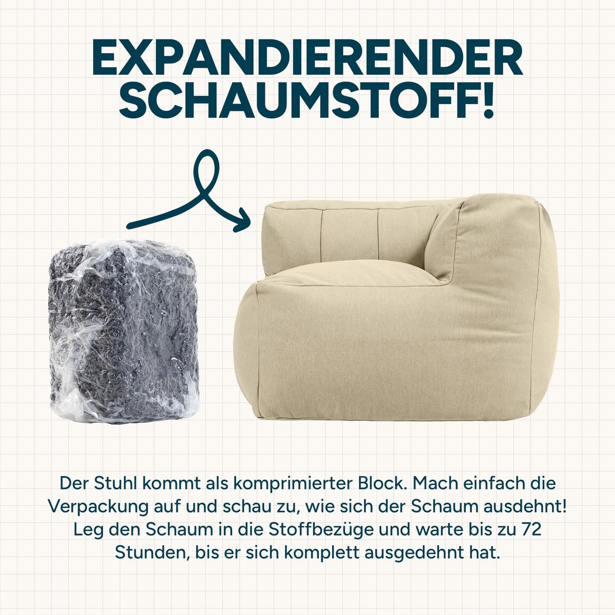 SITZSACK-SOFA Outdoor 3 tlg.: Ecksessel, 2 Sessel - Beige, Textil (290/68/100cm) - icon