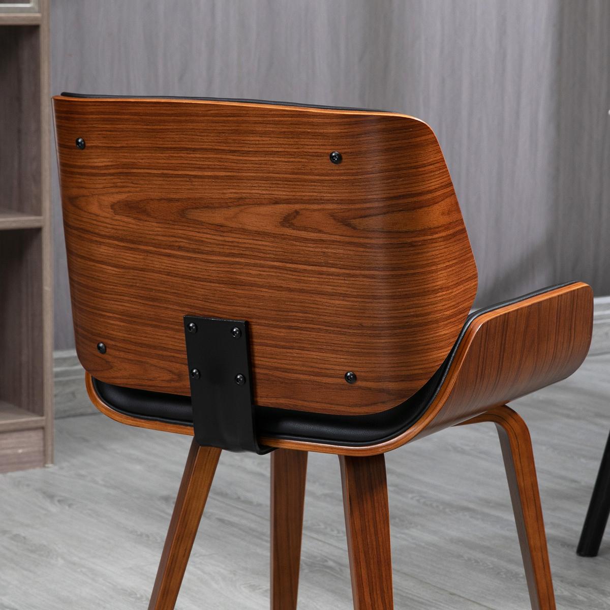 ESSSTÜHLE 2er Set Kunstleder Holz Schwarz - Schwarz, Holz (53/81/54cm) - HOMCOM