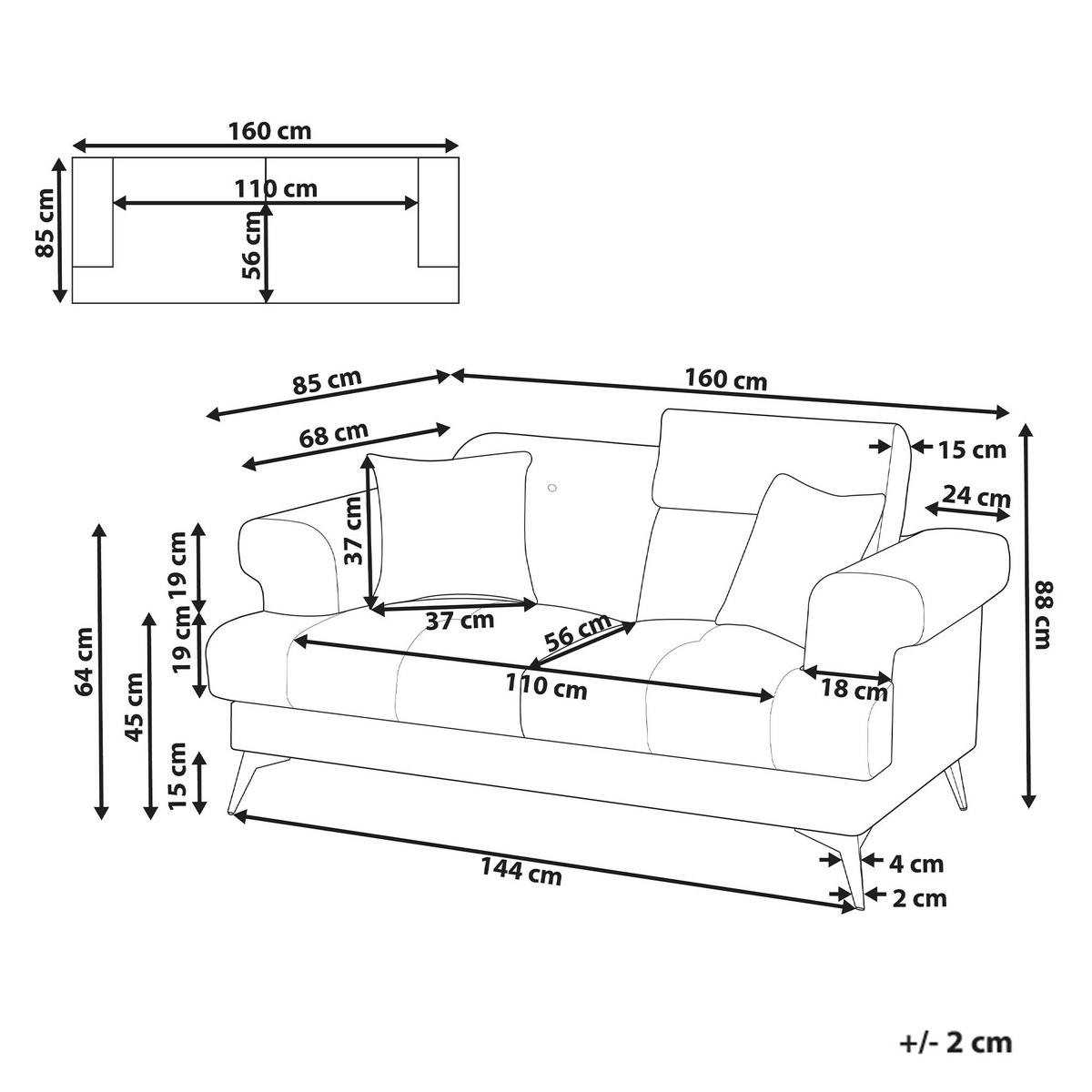 2-SITZER-SOFA Bouclé Weiß Skive - Weiß, Textil (160/88/85cm) - Beliani