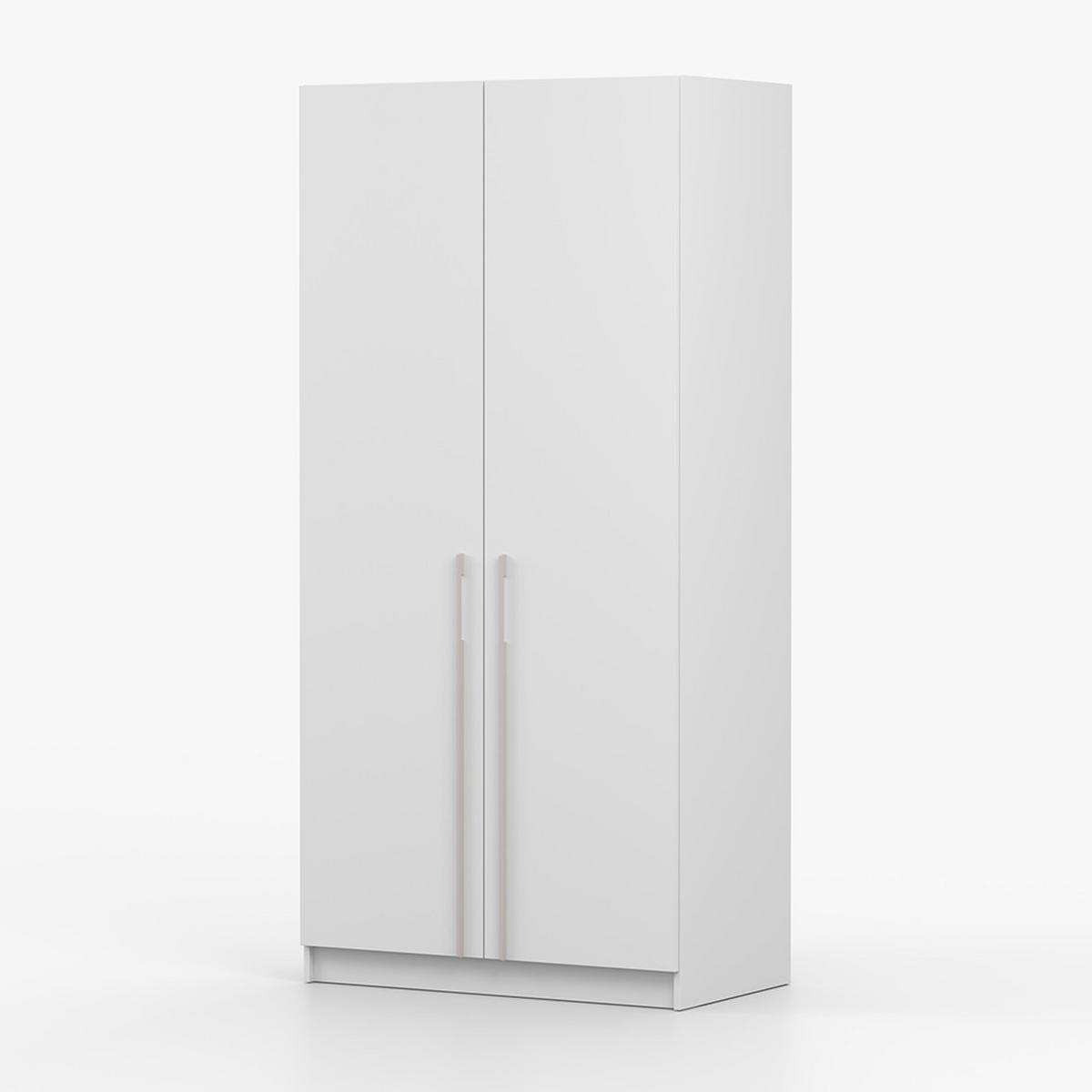 DREHTÜRENSCHRANK ROSA II 2D 100/210/55, 2-türig, weiß - Kaschmir/Weiß, Holzwerkstoff (100/210/55cm) - imoebel24