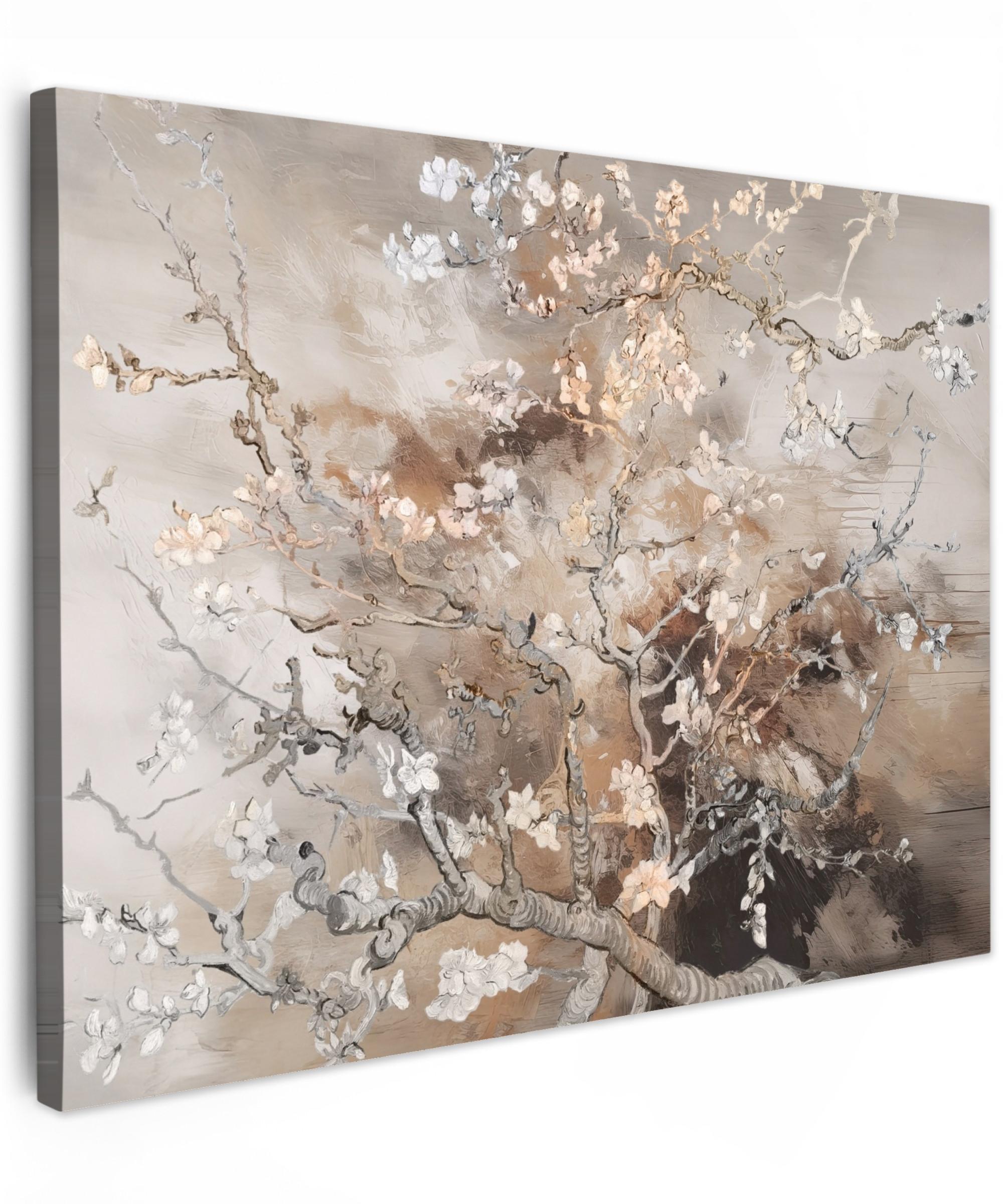 LEINWANDBILD Mandelblüte - Kunst - Van Gogh - Beige - Abstrakt Wandbilder 80x60 cm - Braun, Textil (80/60cm) - MuchoWow