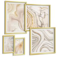BILDER SET 5er Set - 50x50 cm & 20x30 cm & 40x60 cm Goldrahmen - Landschaften Natur Felder Sonne - Goldfarben, Kunststoff (40/60cm) - TULUP