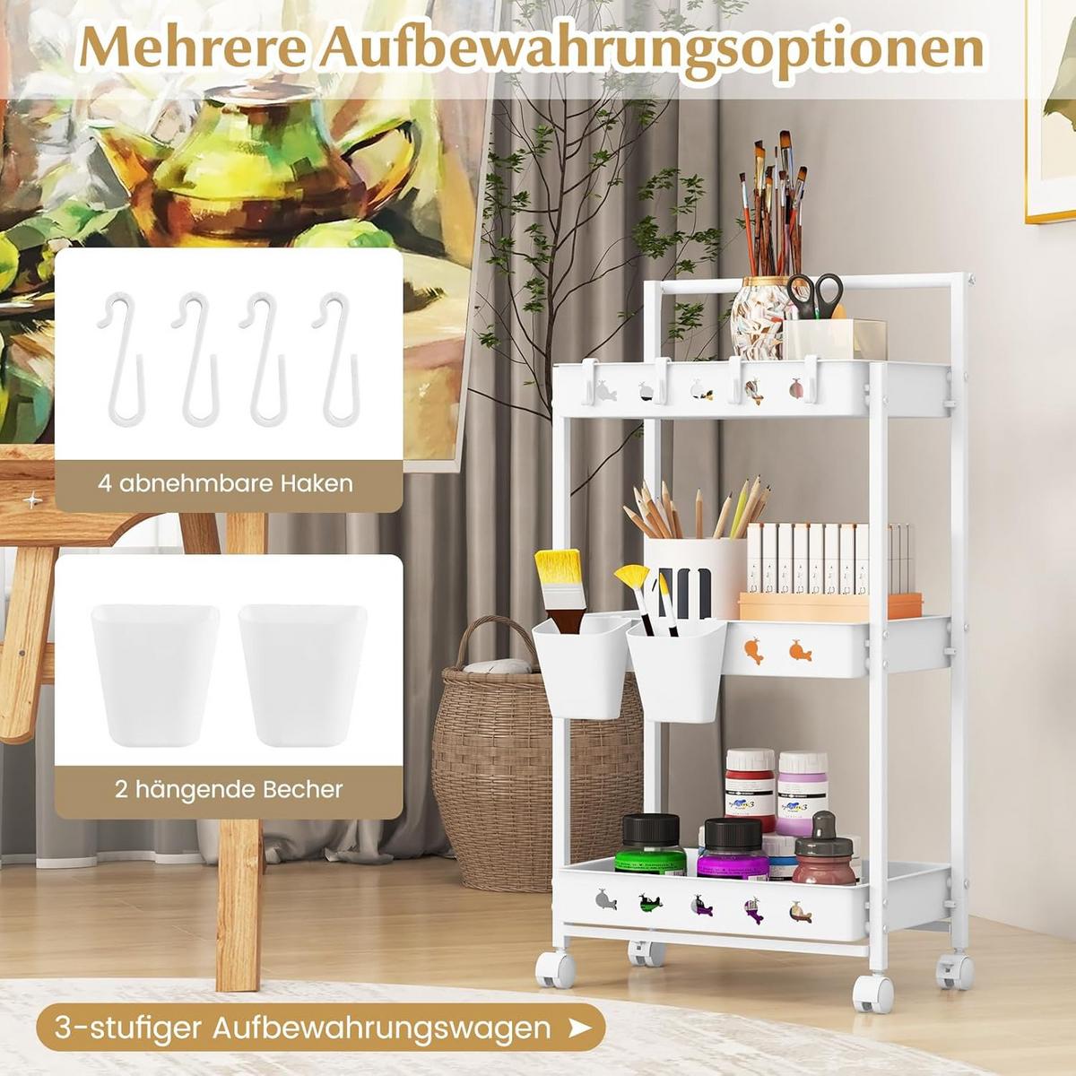 SERVIERWAGEN Weiß - Weiß, Kunststoff (42/83/29cm) - COSTWAY
