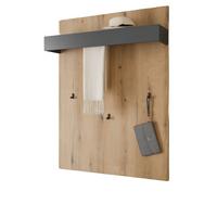 GARDEROBENPANEEL Evoke Eiche, grau 100 x 135 cm, Wandgarderobe mit Kleiderstange - Eichefarben/Grau, Holzwerkstoff/Metall (100/135/25cm) - Furn.Design