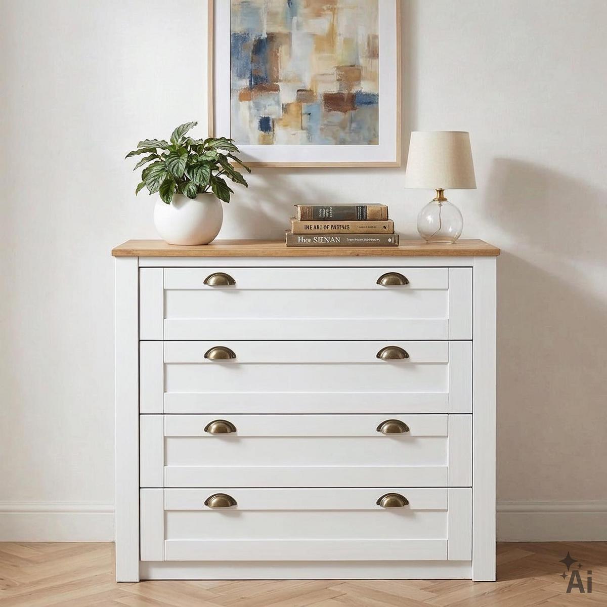 KOMMODE BOLTON weiß/braun - Weiß/Braun, Holz (91/93/40cm) - IDIMEX