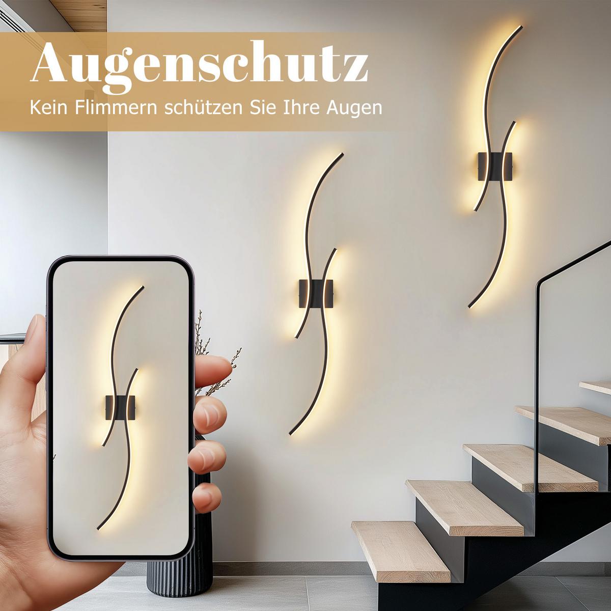 LED-WANDLEUCHTE Flammor 101.5/13.5/4.9 cm - Schwarz, Metall (13.5/4.9/101.5cm) - ZMH