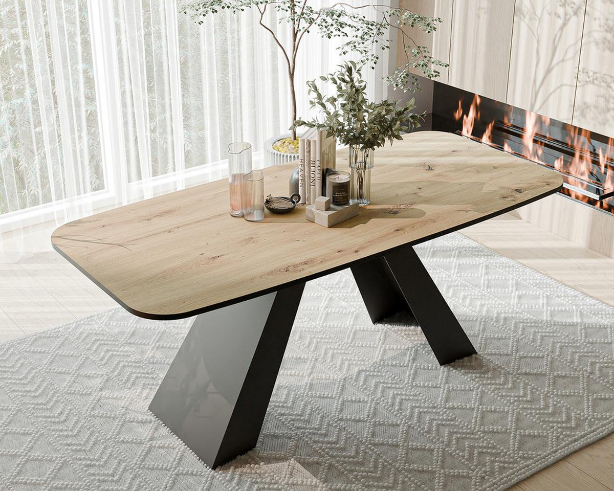 AUSZIEHTISCH ZENITH 180/90/76 cm mit Metallgestell, Schwarz / Artisan-Eiche - Schwarz/Eiche Artisan, Holzwerkstoff/Metall (90/180/76cm) - Idohome