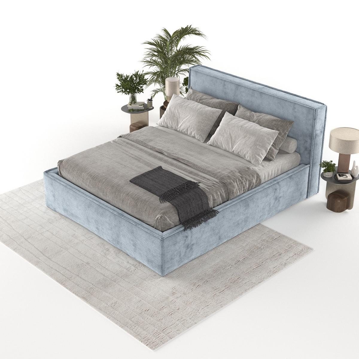 POLSTERBETT Sato mit Stauraum 160/200 cm Hellblau im Bonita Stoff - Schwarz/Naturfarben, Holz/Holzwerkstoff (160/200cm) - AltaBeds