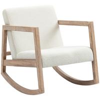 SCHAUKELSTUHL mit Holzrahmen Wohnzimmersessel Lounge Kautschukholz Cremeweiß - Creme, Kunststoff (76/77/60cm) - HOMCOM