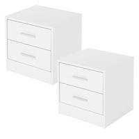 NACHTTISCH 2er Set mit 2 Schubladen Weiß 38x37x34 cm - Weiß, Holzwerkstoff (34/37/38cm) - ML-DESIGN
