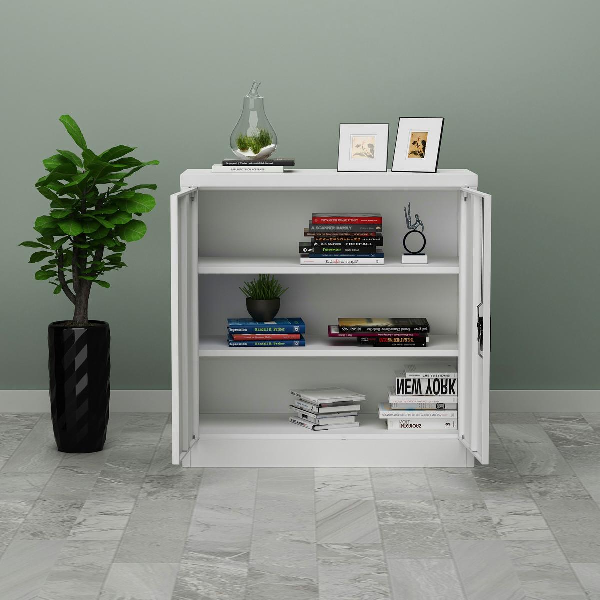 AKTENSCHRANK Molise - Hellgrau, Metall (90/90/40cm) - [en.casa]