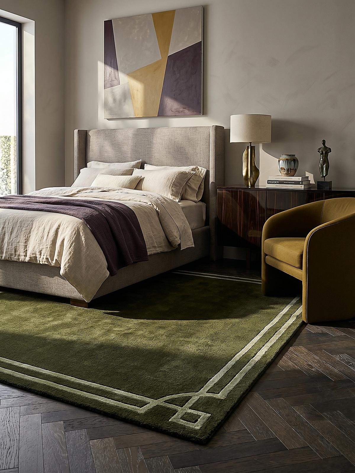WOLLTEPPICH GLEN, mit Bordüre, Grün, 120 x 170 cm - Grün, Textil (170/120cm) - KADIMA DESIGN