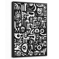 LEINWAND Bilder mit Rahmen - Symbole - Abstrakt - Grafik - Schwarz - 40x60 - Schwarz, Textil (40/60cm) - MuchoWow