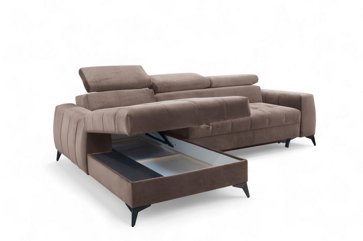 ECKSOFA Agnesa Xs In Salvador - Braun, Holzwerkstoff/Textil (260/200cm) - Fun Möbel