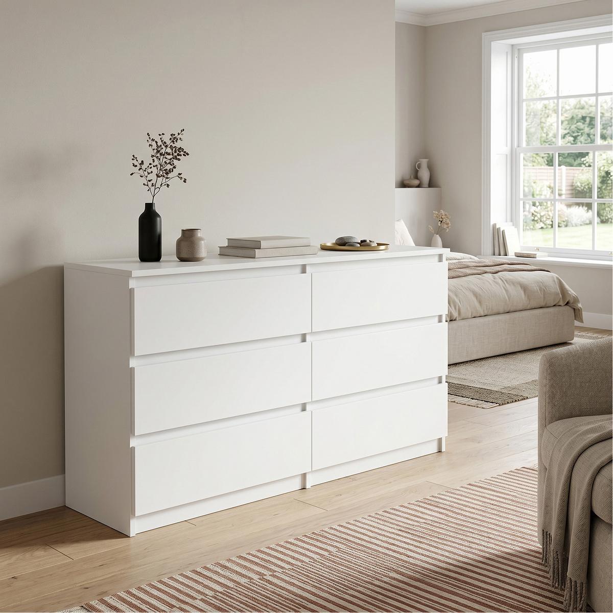 KOMMODE NUDO 100/78,5/39cm mit 6 Schubladen Türen Weiß - Weiß, Holzwerkstoff (100/78.5/39cm) - MASSENO