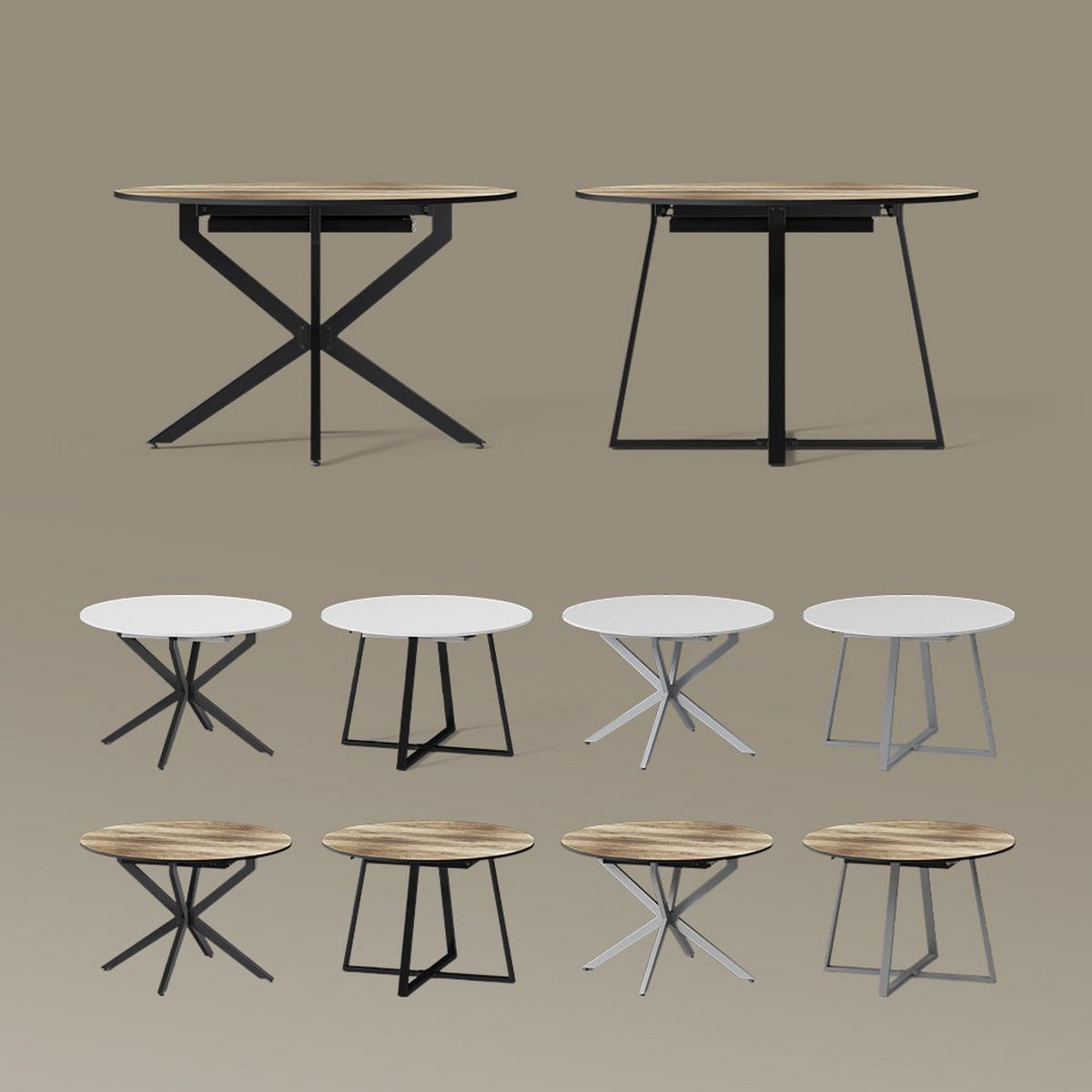 ESSTISCH Firenze Eiche rustikal/Schwarz 120 x 120 cm ausziehbar - Wildeiche/Schwarz, Holzwerkstoff (120/120/75.8cm) - Livinity®