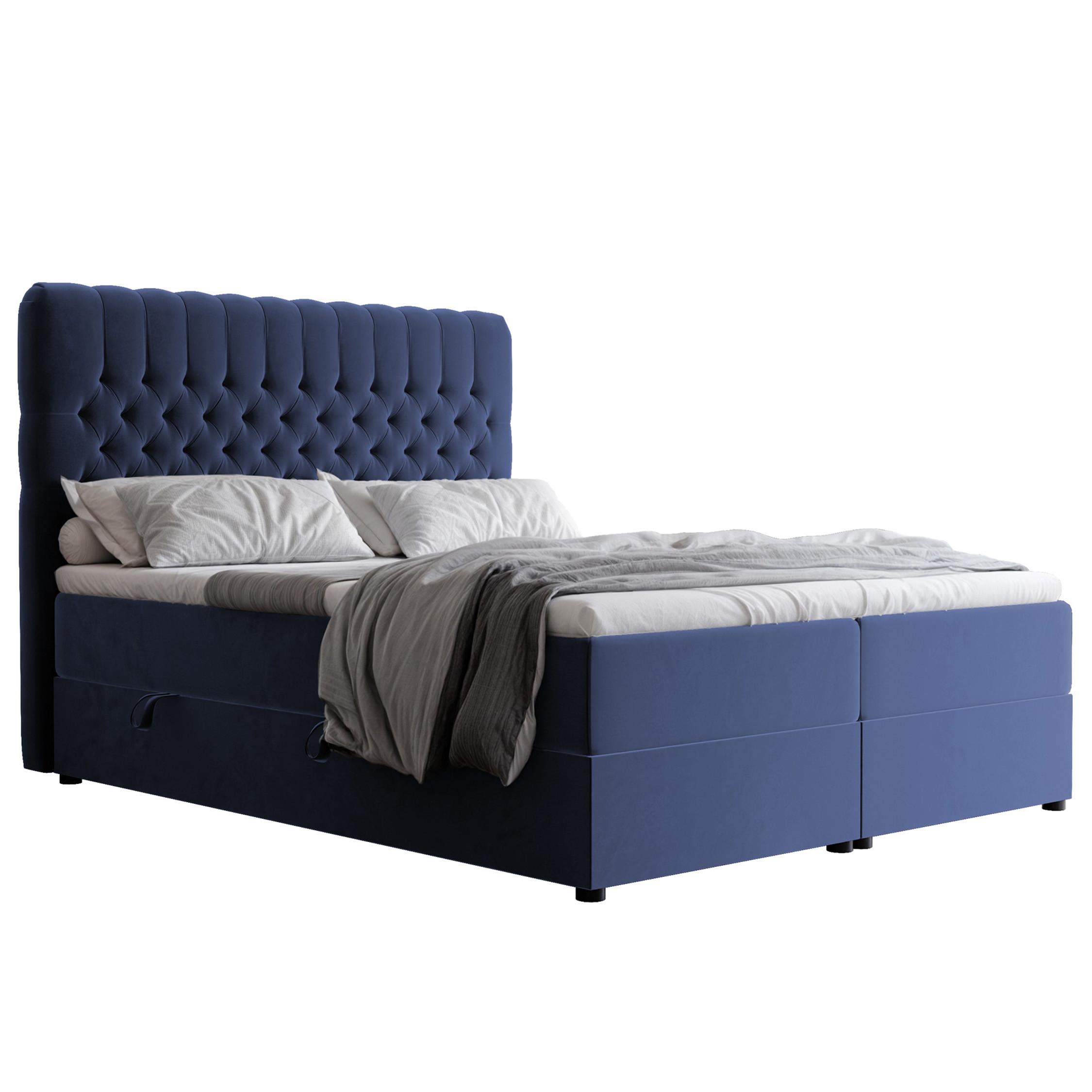 BOXBETT 120x200 cm mit Topper - Blau, Holzwerkstoff/Textil (120/200cm) - Idohome