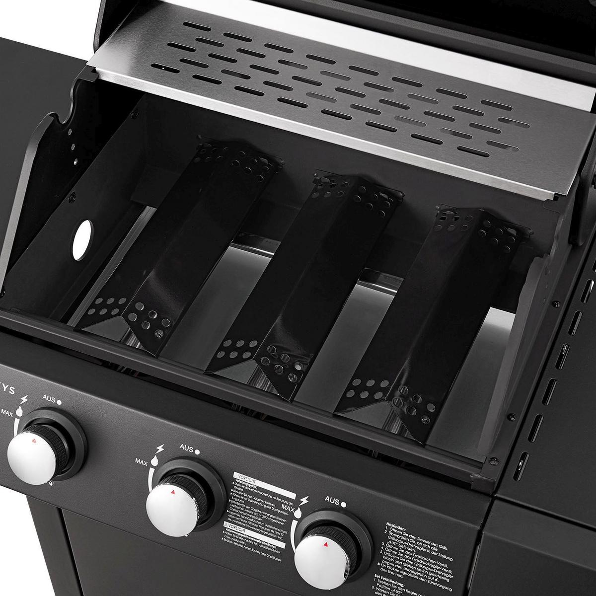 GASGRILL Louisiana schwarz - Schwarz, Metall (110/132/53cm) - Juskys