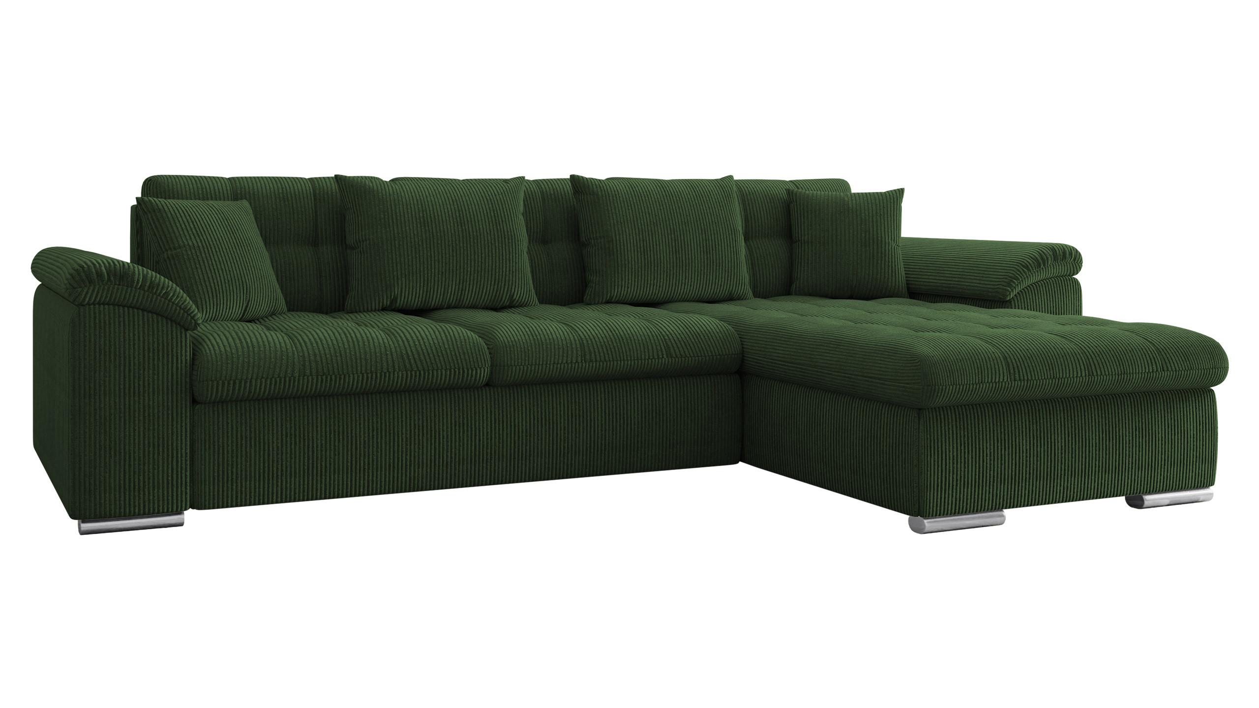 ECKSOFA Diana Cord, Seite: Rechts - Dunkelgrün, Holz/Textil (280/160cm) - MIRJAN24